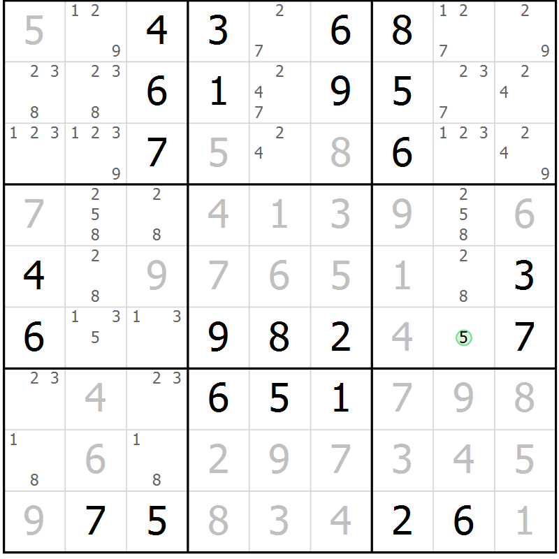 Position des candidats pour la solution de la Gr 11 page 14 du magazine de sudoku Maestro n° 086