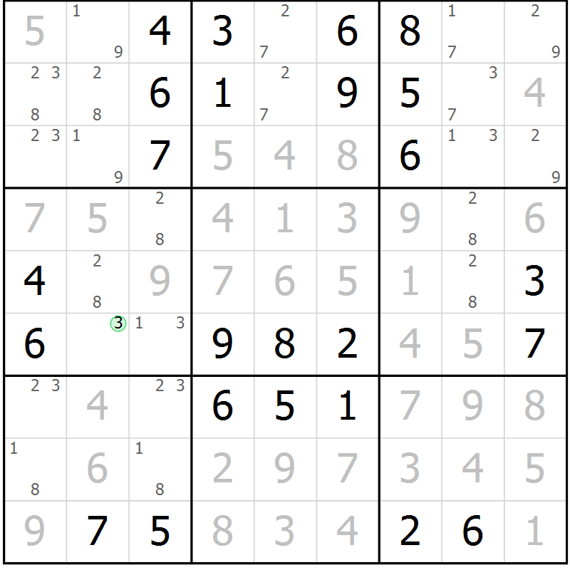 Position des candidats pour la solution de la Gr 11 page 14 du magazine de sudoku Maestro n° 086