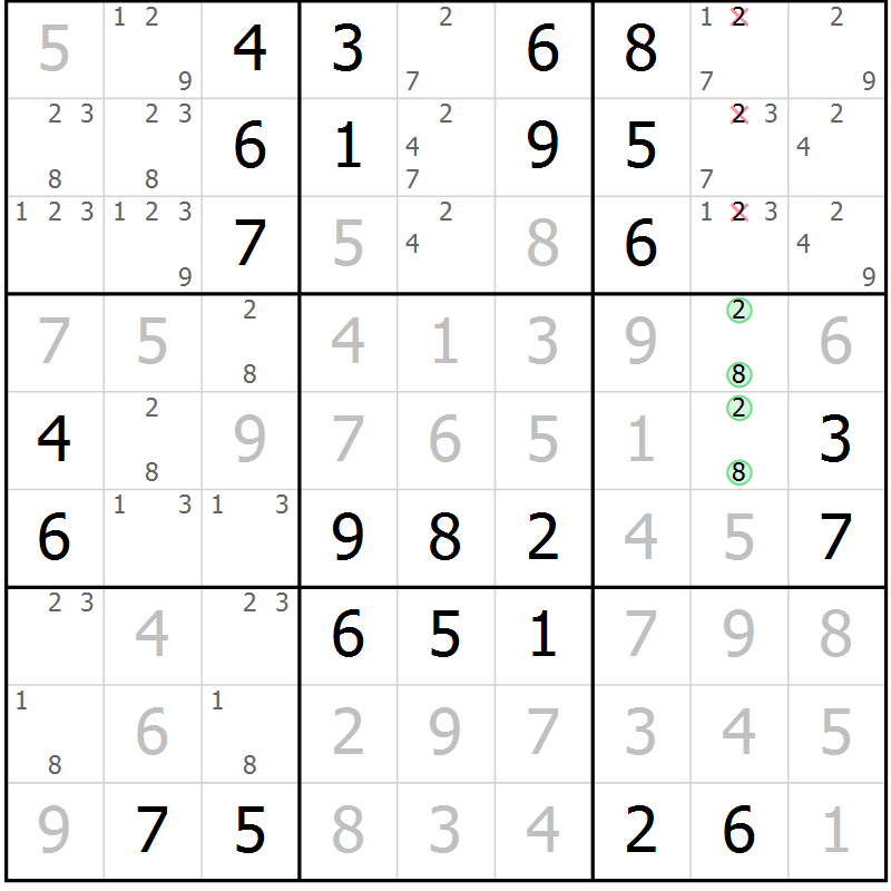 Position des candidats pour la solution de la Gr 11 page 14 du magazine de sudoku Maestro n° 086
