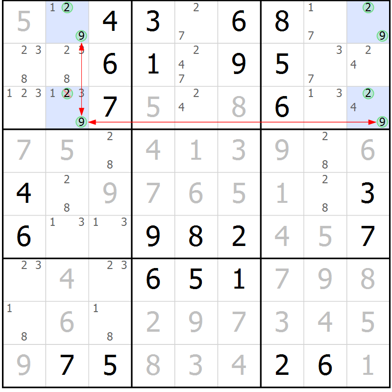 Position des candidats pour la solution de la Gr 11 page 14 du magazine de sudoku Maestro n° 086