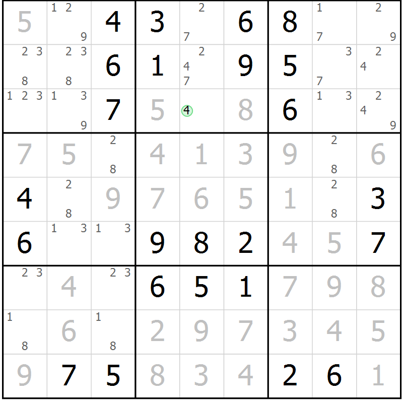 Position des candidats pour la solution de la Gr 11 page 14 du magazine de sudoku Maestro n° 086