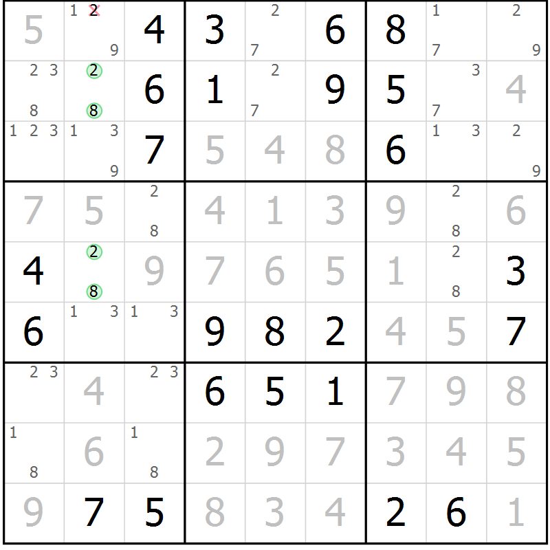 Position des candidats pour la solution de la Gr 11 page 14 du magazine de sudoku Maestro n° 086