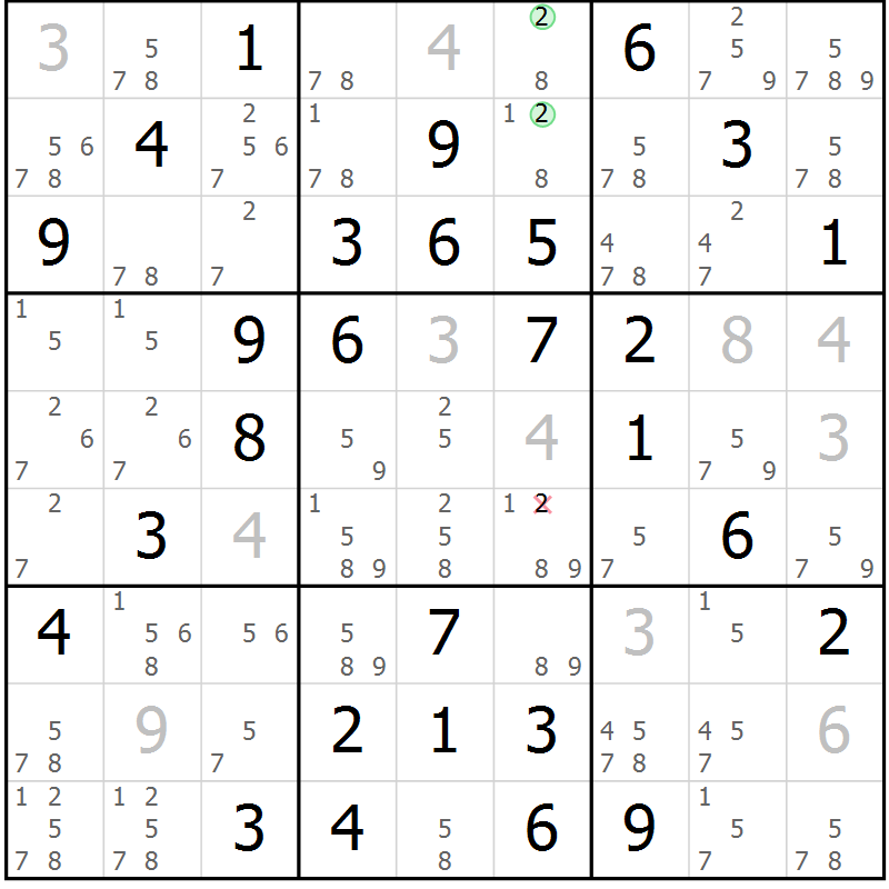 Position des candidats pour la solution de la Gr 12 page 15 du magazine de sudoku Maestro n° 086