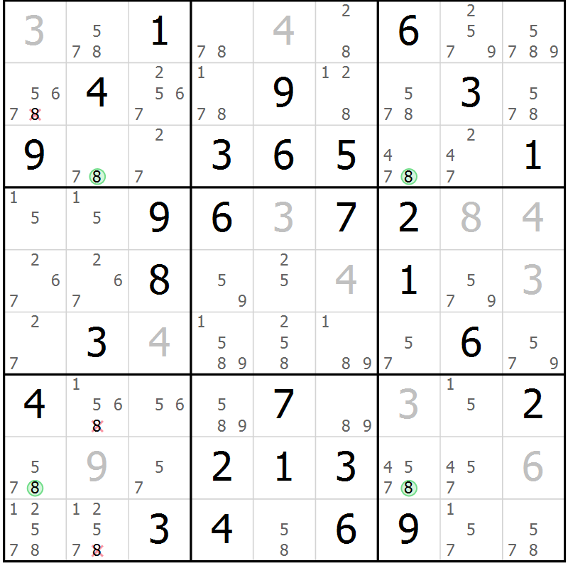 Position des candidats pour la solution de la Gr 12 page 15 du magazine de sudoku Maestro n° 086