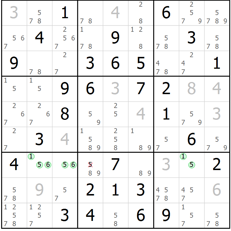 Position des candidats pour la solution de la Gr 12 page 15 du magazine de sudoku Maestro n° 086