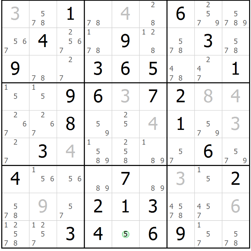 Position des candidats pour la solution de la Gr 12 page 15 du magazine de sudoku Maestro n° 086