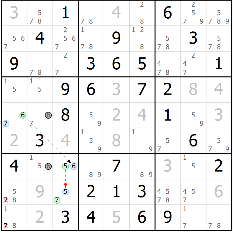 Position des candidats pour la solution de la Gr 12 page 15 du magazine de sudoku Maestro n° 086