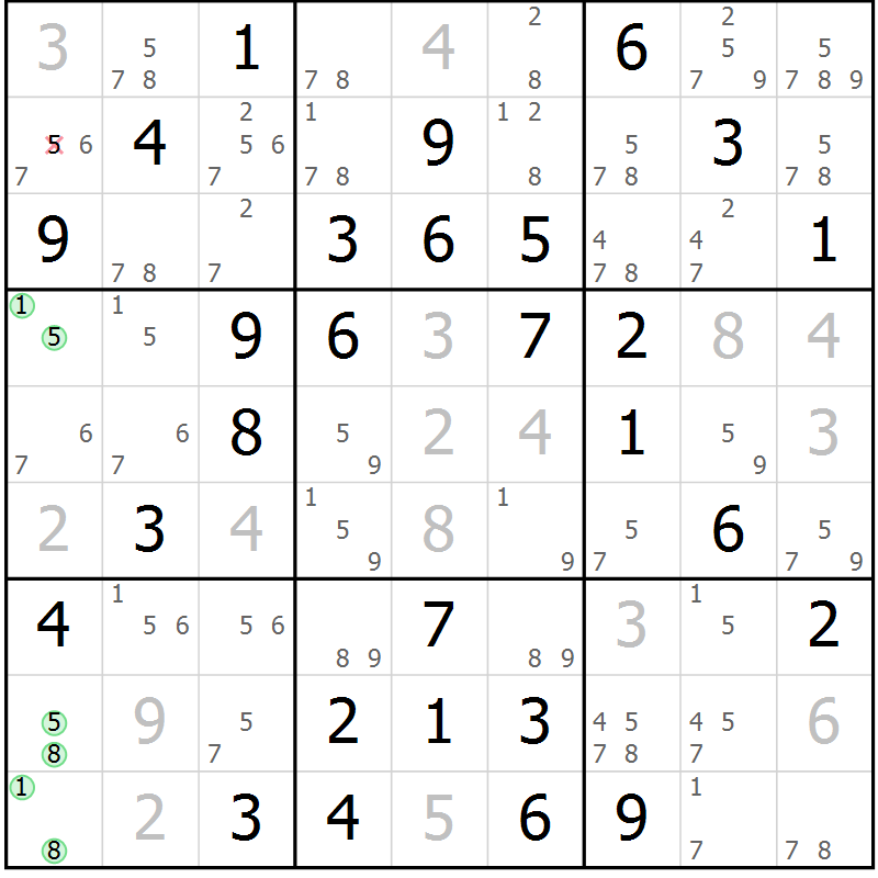 Position des candidats pour la solution de la Gr 12 page 15 du magazine de sudoku Maestro n° 086