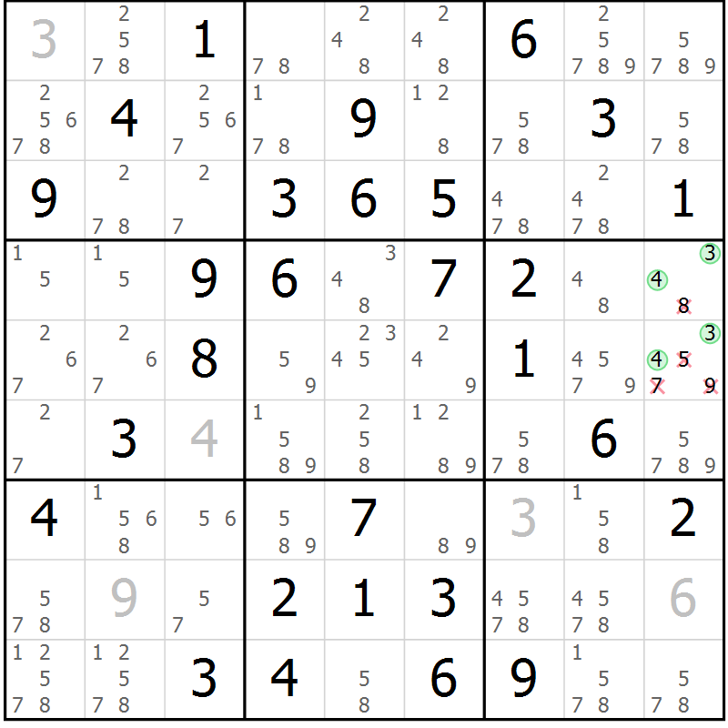 Position des candidats pour la solution de la Gr 12 page 15 du magazine de sudoku Maestro n° 086