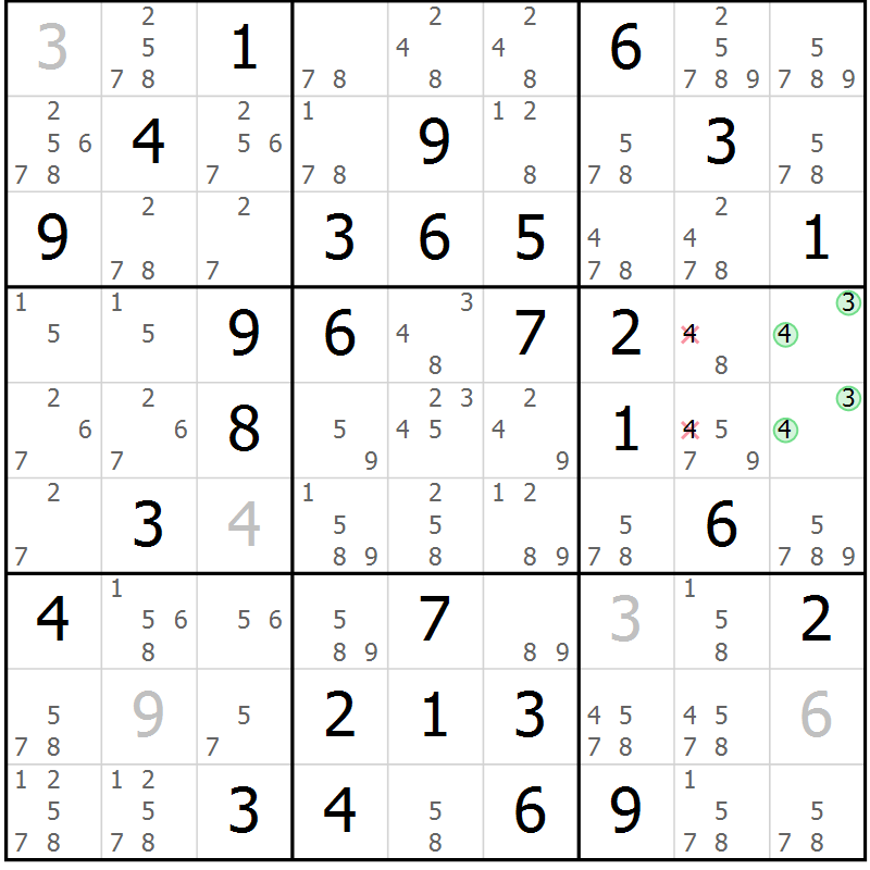 Position des candidats pour la solution de la Gr 12 page 15 du magazine de sudoku Maestro n° 086