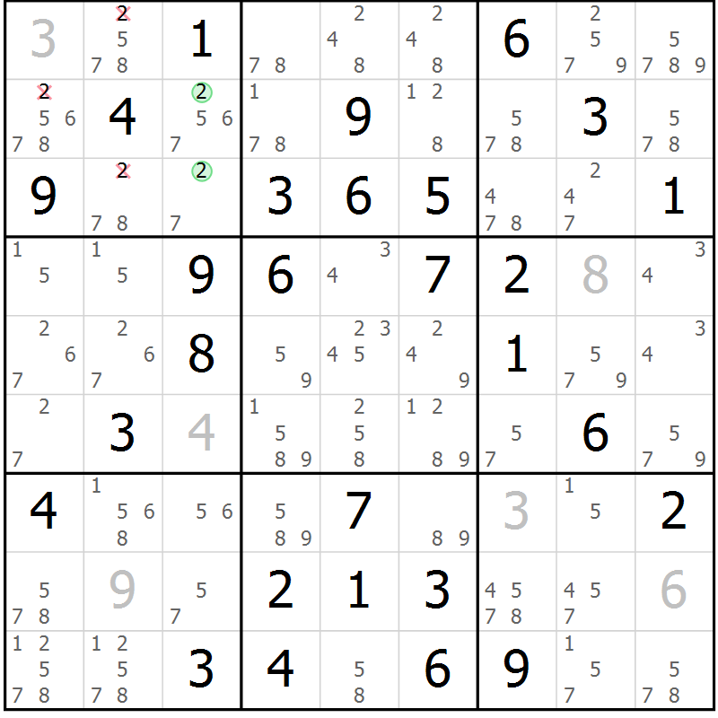 Position des candidats pour la solution de la Gr 12 page 15 du magazine de sudoku Maestro n° 086