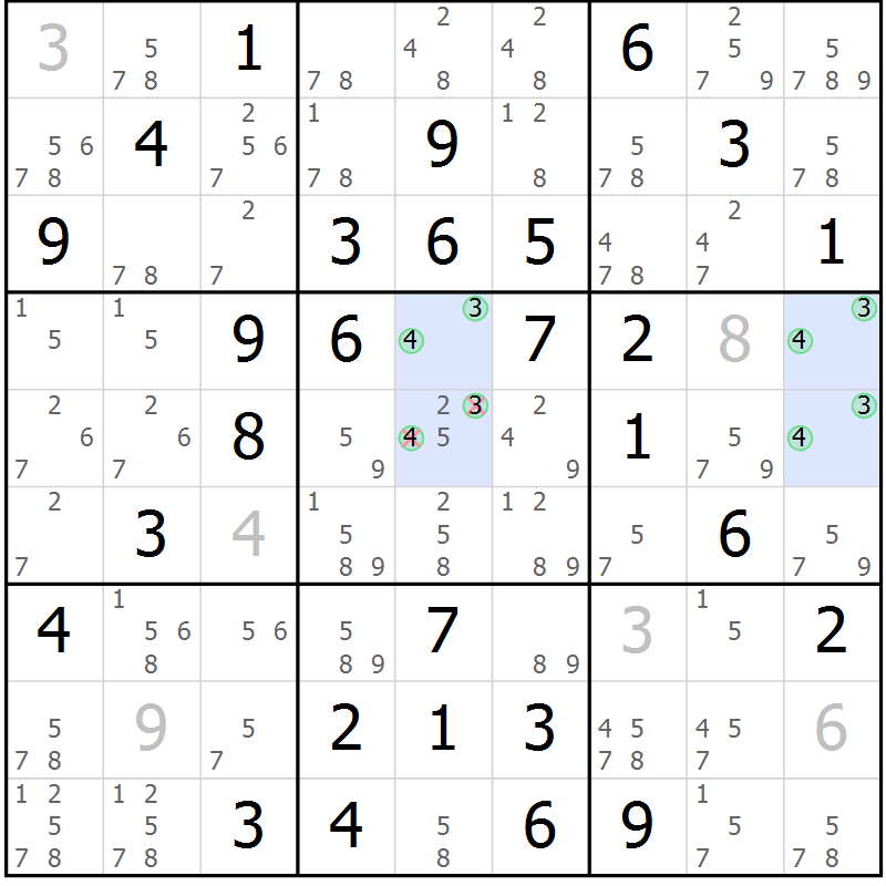 Position des candidats pour la solution de la Gr 12 page 15 du magazine de sudoku Maestro n° 086