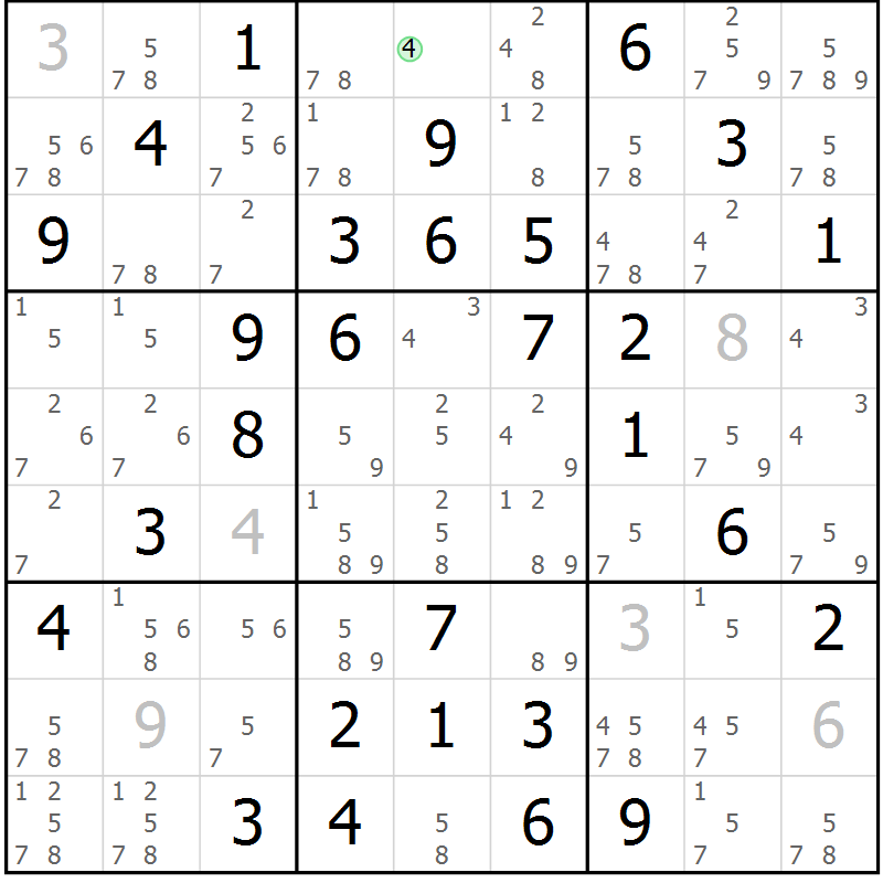 Position des candidats pour la solution de la Gr 12 page 15 du magazine de sudoku Maestro n° 086