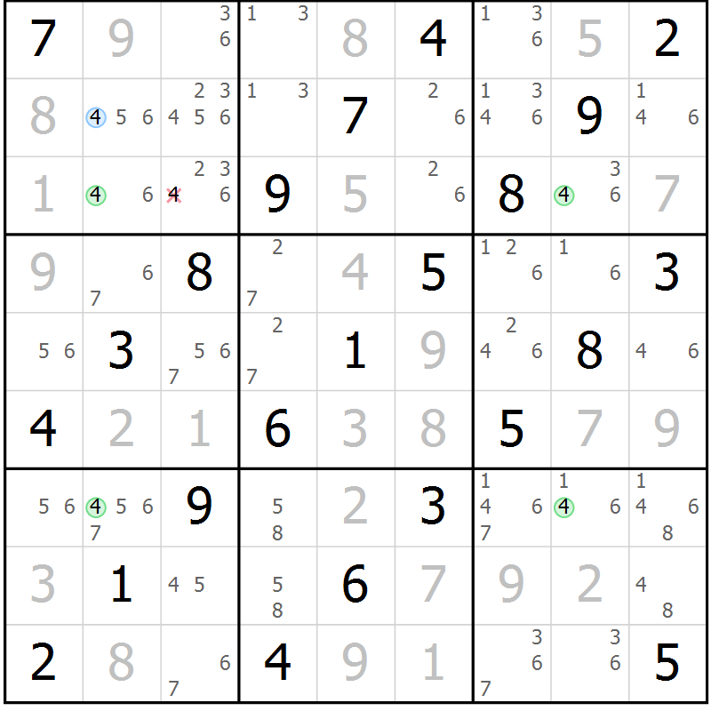 Position des candidats pour la solution de la Gr 14 page 17 du magazine de sudoku Maestro n° 086
