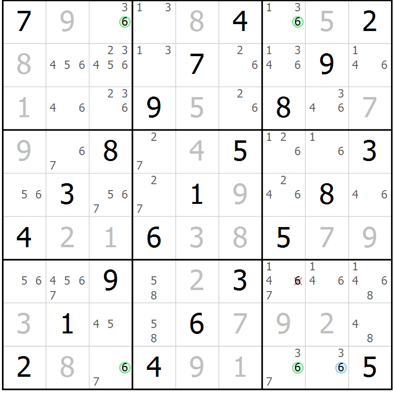 Position des candidats pour la solution de la Gr 14 page 17 du magazine de sudoku Maestro n° 086