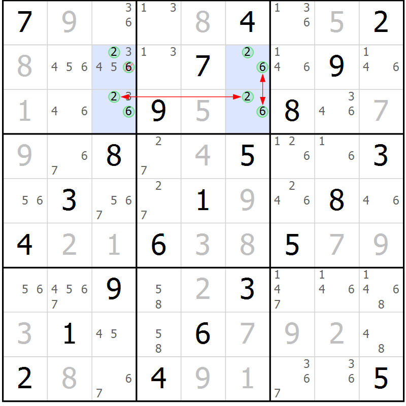 Position des candidats pour la solution de la Gr 14 page 17 du magazine de sudoku Maestro n° 086
