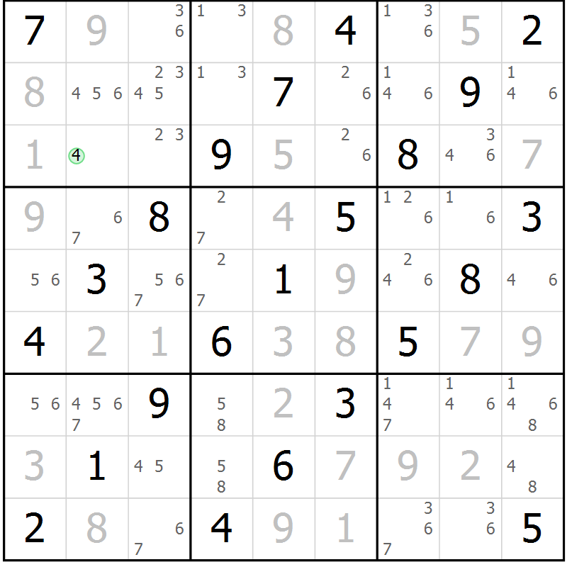Position des candidats pour la solution de la Gr 14 page 17 du magazine de sudoku Maestro n° 086