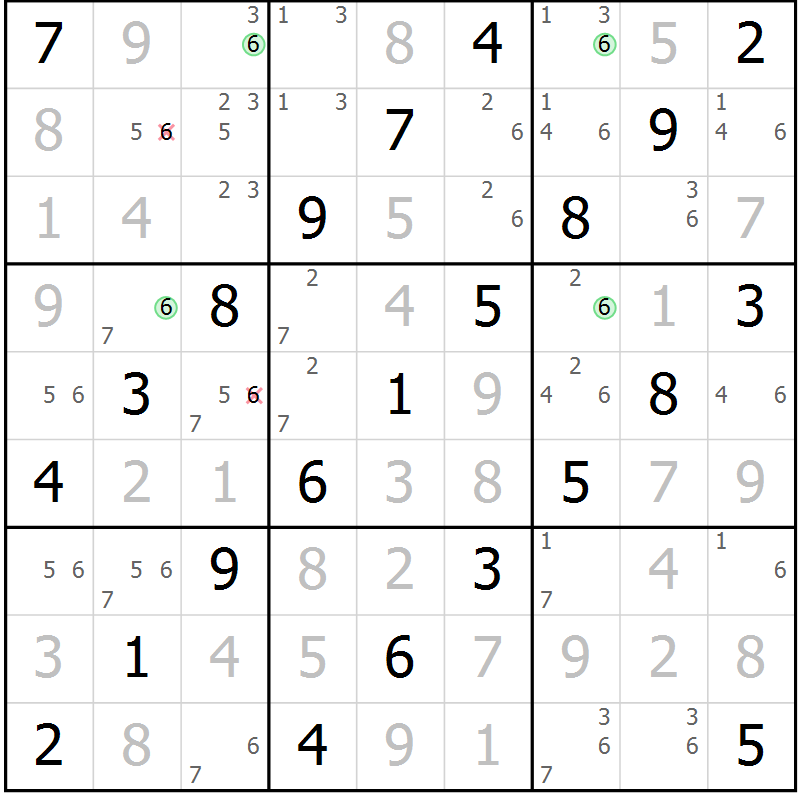 Position des candidats pour la solution de la Gr 14 page 17 du magazine de sudoku Maestro n° 086