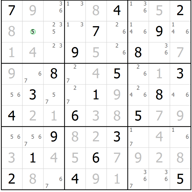 Position des candidats pour la solution de la Gr 14 page 17 du magazine de sudoku Maestro n° 086