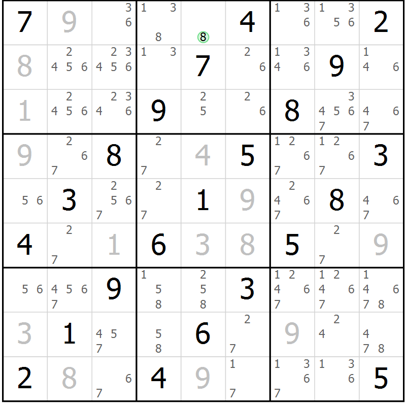 Position des candidats pour la solution de la Gr 14 page 17 du magazine de sudoku Maestro n° 086