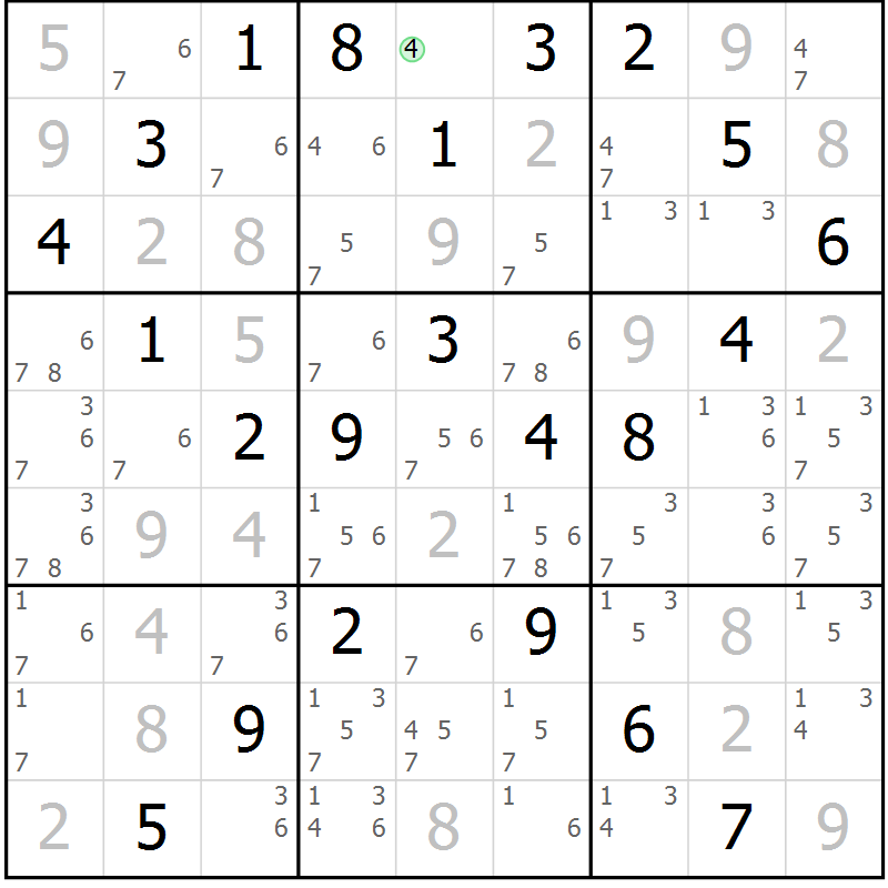Position des candidats pour la solution de la Gr 16 page 19 du magazine de sudoku Maestro n° 086