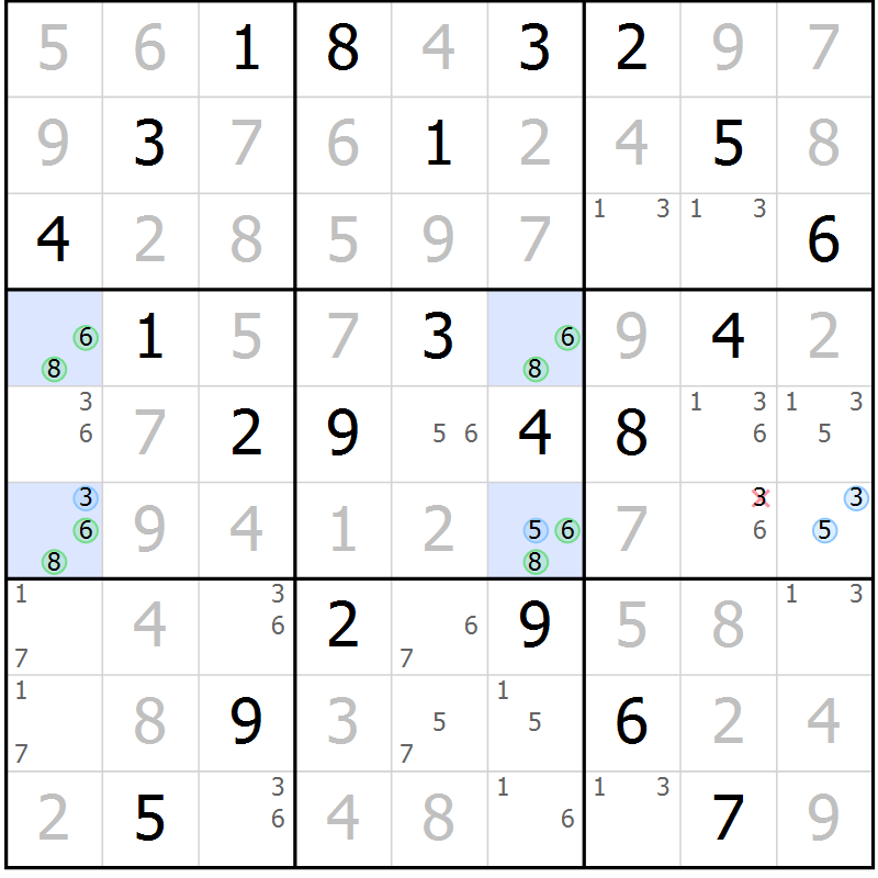 Position des candidats pour la solution de la Gr 16 page 19 du magazine de sudoku Maestro n° 086