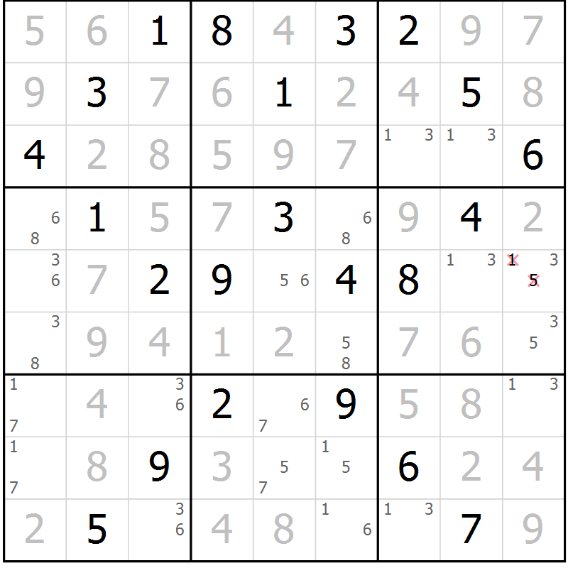 Position des candidats pour la solution de la Gr 16 page 19 du magazine de sudoku Maestro n° 086