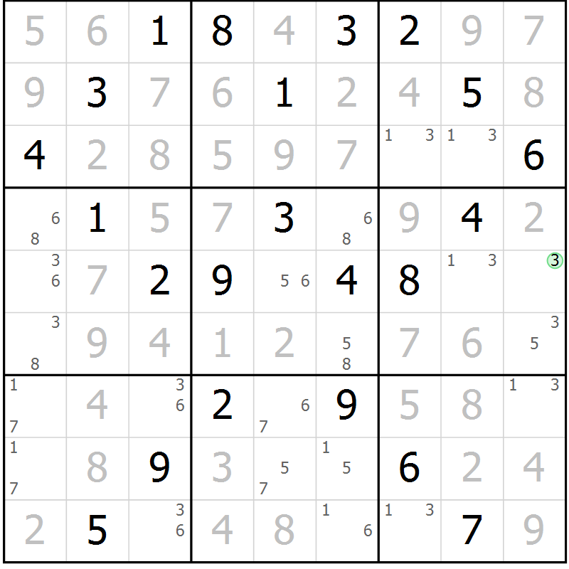 Position des candidats pour la solution de la Gr 16 page 19 du magazine de sudoku Maestro n° 086