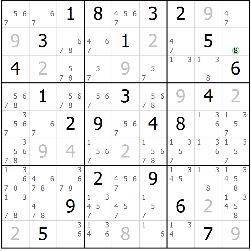 Position des candidats pour la solution de la Gr 16 page 19 du magazine de sudoku Maestro n° 086