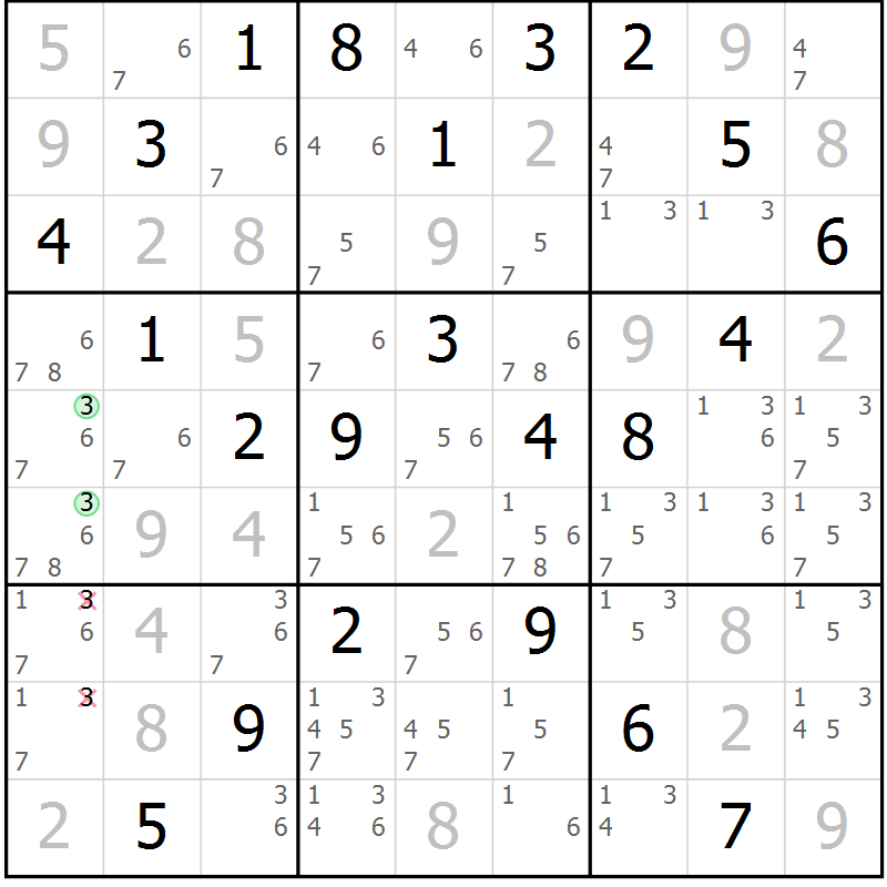 Position des candidats pour la solution de la Gr 16 page 19 du magazine de sudoku Maestro n° 086