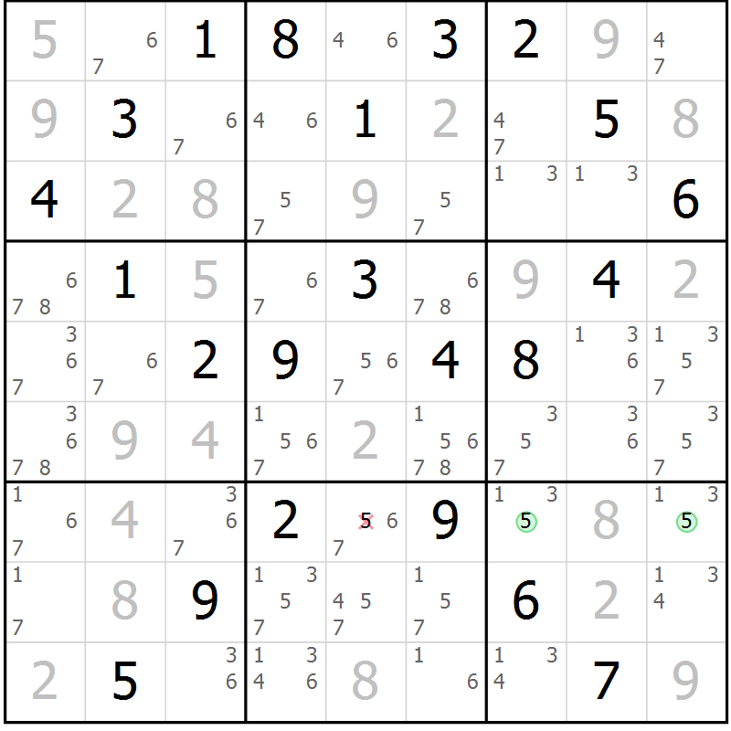 Position des candidats pour la solution de la Gr 16 page 19 du magazine de sudoku Maestro n° 086