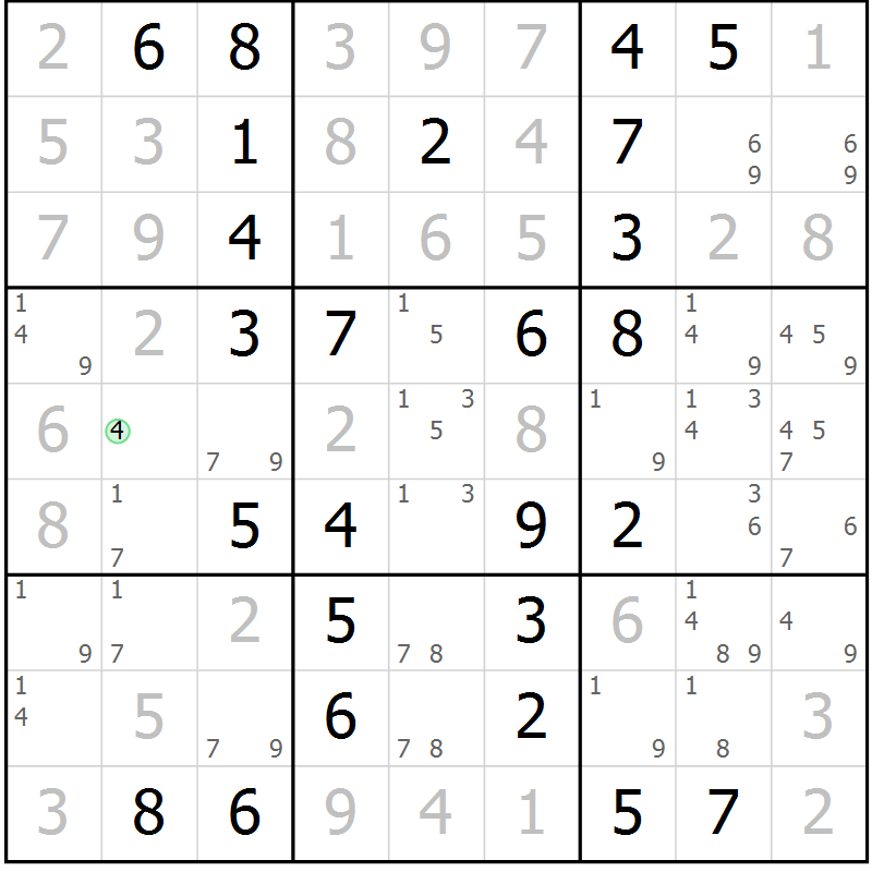 Position des candidats pour la solution de la Gr 17 page 20 du magazine de sudoku Maestro n° 086