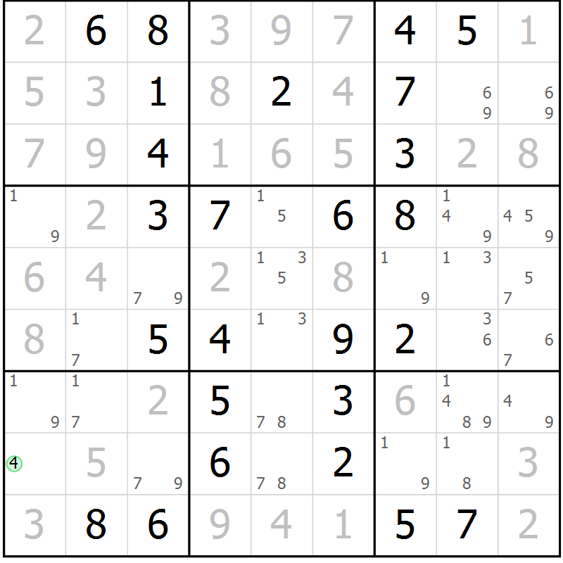 Position des candidats pour la solution de la Gr 17 page 20 du magazine de sudoku Maestro n° 086