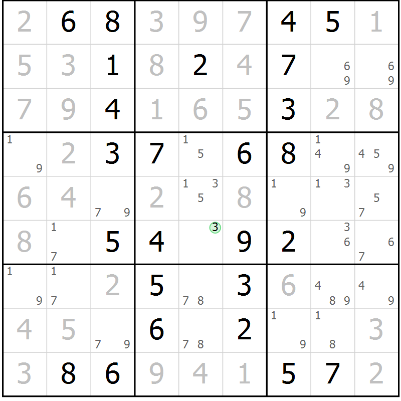Position des candidats pour la solution de la Gr 17 page 20 du magazine de sudoku Maestro n° 086