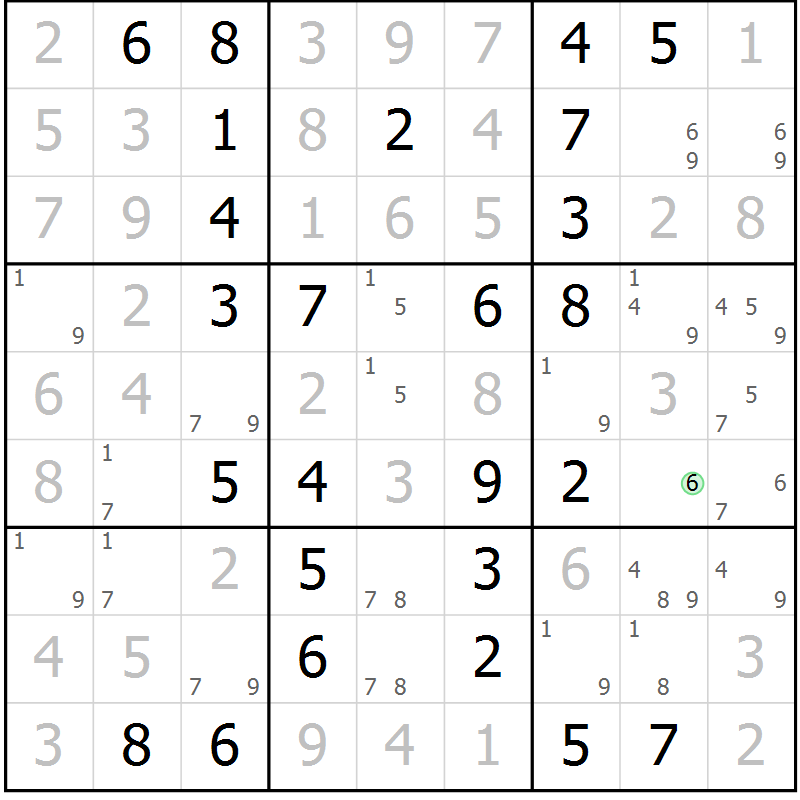 Position des candidats pour la solution de la Gr 17 page 20 du magazine de sudoku Maestro n° 086