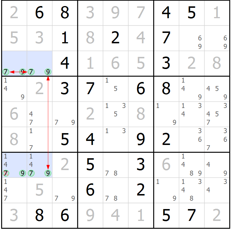 Position des candidats pour la solution de la Gr 17 page 20 du magazine de sudoku Maestro n° 086