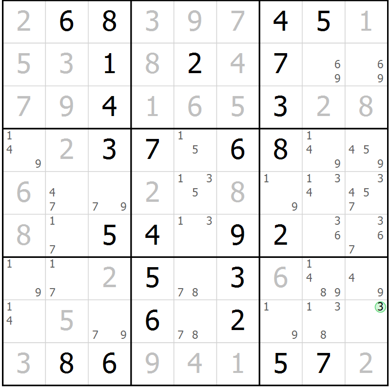 Position des candidats pour la solution de la Gr 17 page 20 du magazine de sudoku Maestro n° 086