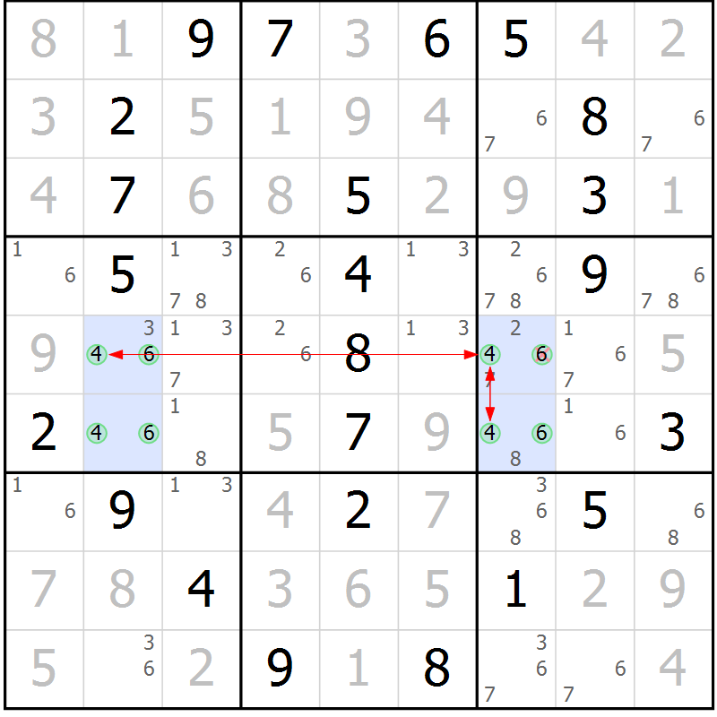 Position des candidats pour la solution de la Gr 18 page 21 du magazine de sudoku Maestro n° 086