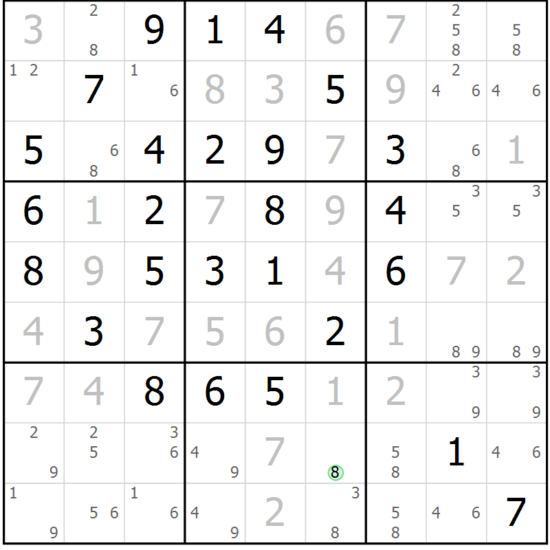 Position des candidats pour la solution de la Gr 20 page 23 du magazine de sudoku Maestro n° 086