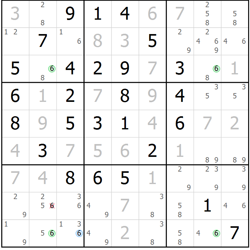 Position des candidats pour la solution de la Gr 20 page 23 du magazine de sudoku Maestro n° 086