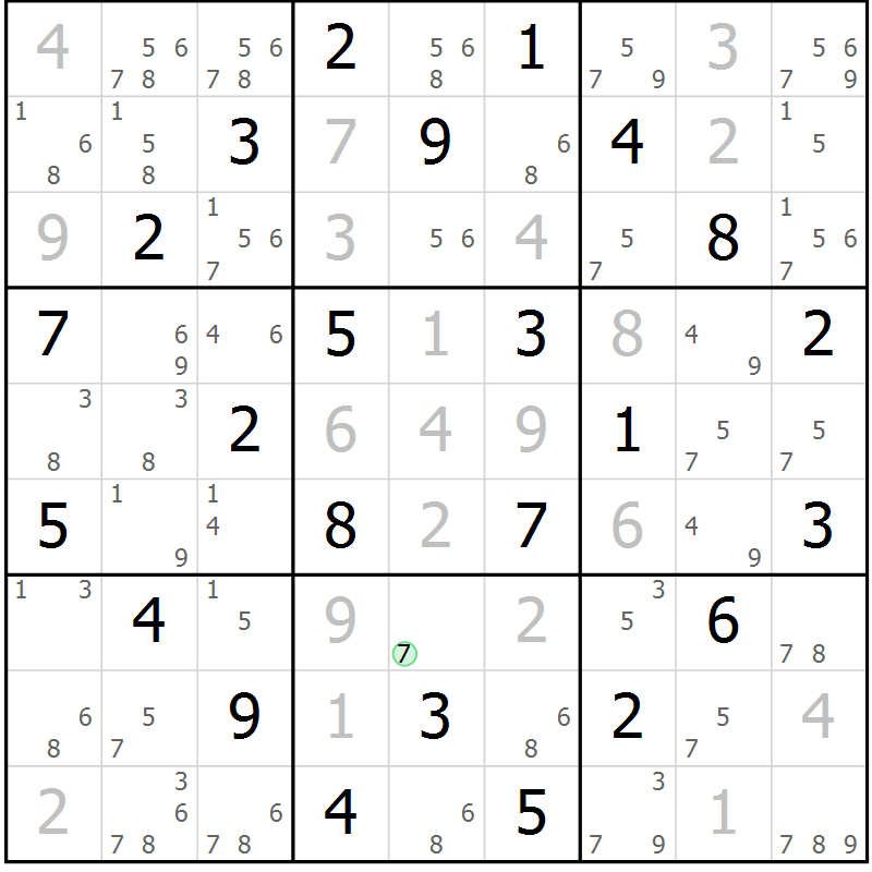 Position des candidats pour la solution de la Gr 21 page 24 du magazine de sudoku Maestro n° 086