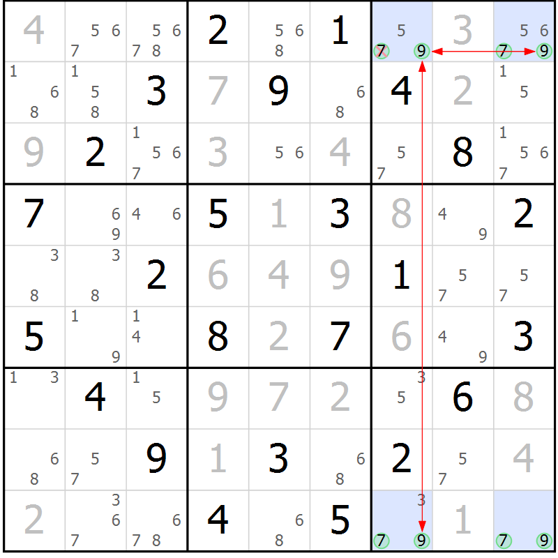 Position des candidats pour la solution de la Gr 21 page 24 du magazine de sudoku Maestro n° 086