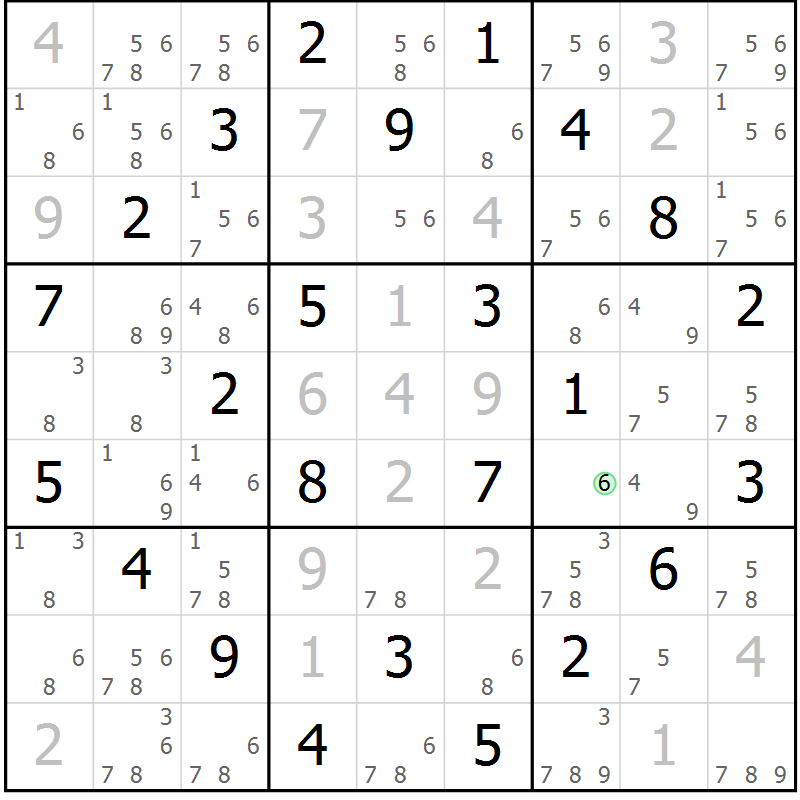Position des candidats pour la solution de la Gr 21 page 24 du magazine de sudoku Maestro n° 086