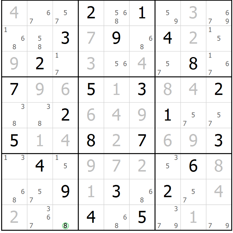 Position des candidats pour la solution de la Gr 21 page 24 du magazine de sudoku Maestro n° 086