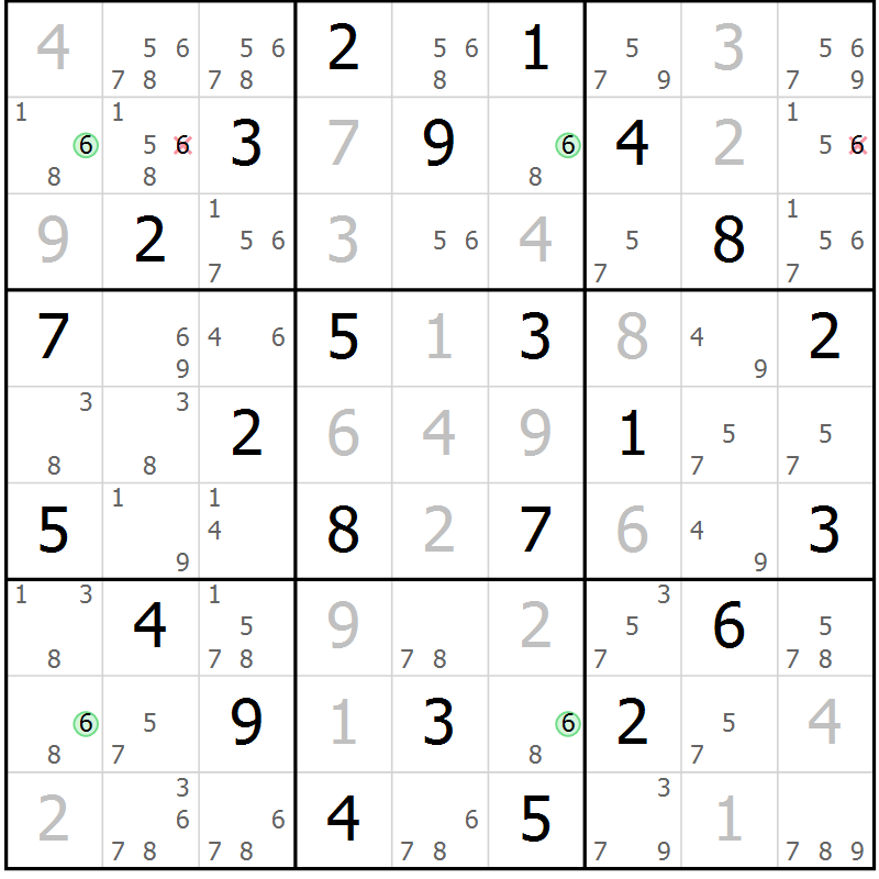 Position des candidats pour la solution de la Gr 21 page 24 du magazine de sudoku Maestro n° 086