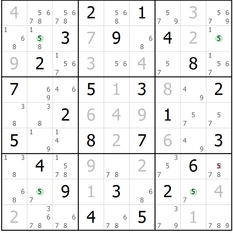 Position des candidats pour la solution de la Gr 21 page 24 du magazine de sudoku Maestro n° 086