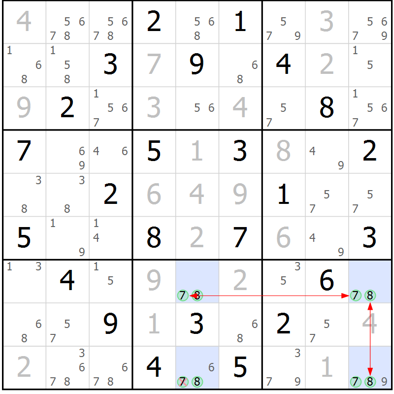 Position des candidats pour la solution de la Gr 21 page 24 du magazine de sudoku Maestro n° 086