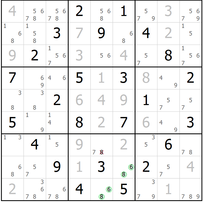 Position des candidats pour la solution de la Gr 21 page 24 du magazine de sudoku Maestro n° 086