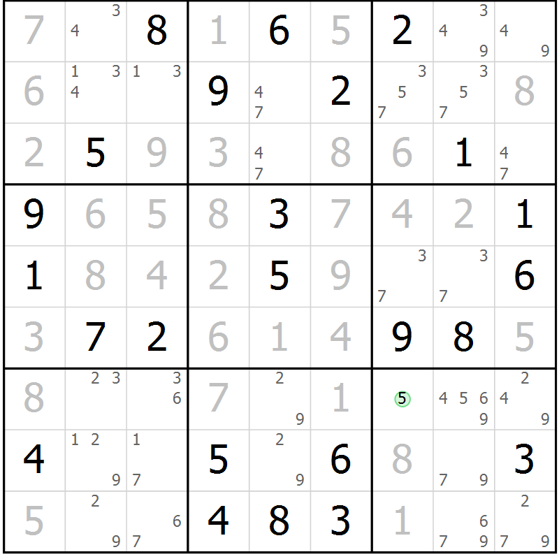 Position des candidats pour la solution de la Gr 22 page 25 du magazine de sudoku Maestro n° 086
