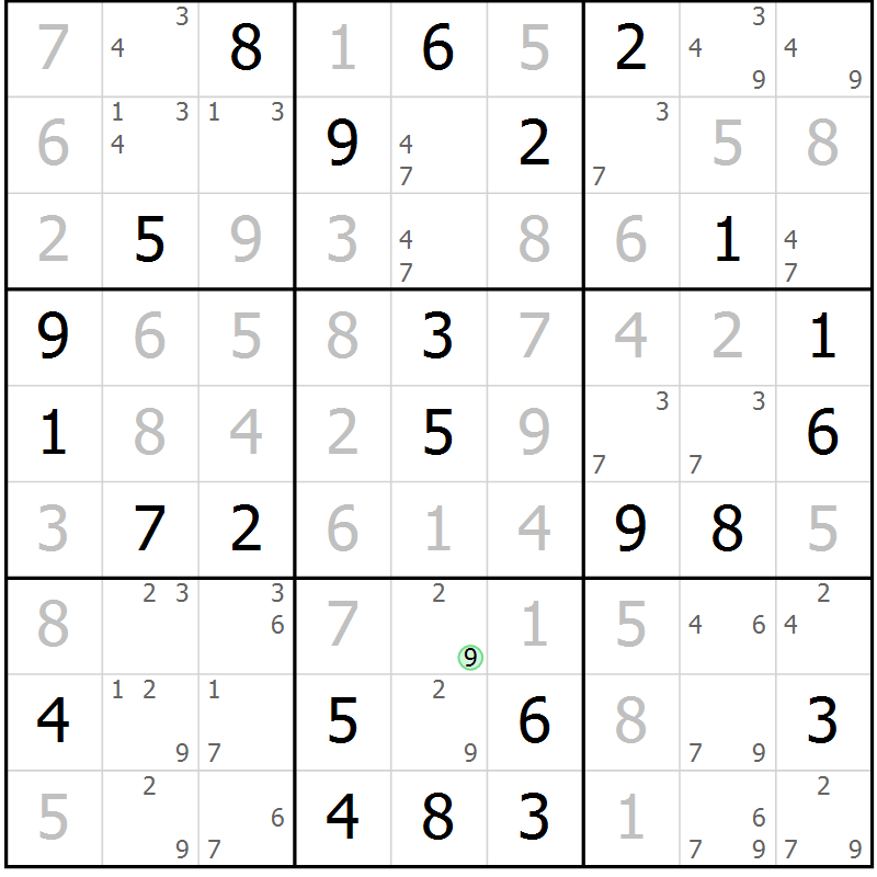 Position des candidats pour la solution de la Gr 22 page 25 du magazine de sudoku Maestro n° 086